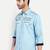 Pier seven men’s light blue cotton regular fit printed  & embroidered casual shirt | urban wear full sleeve shirt