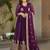 Wine Georgette Sequins Embroidered Gown With Dupatta