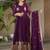 Wine Georgette Sequins Embroidered Gown With Dupatta