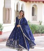 blue sequins embroidered anarkali