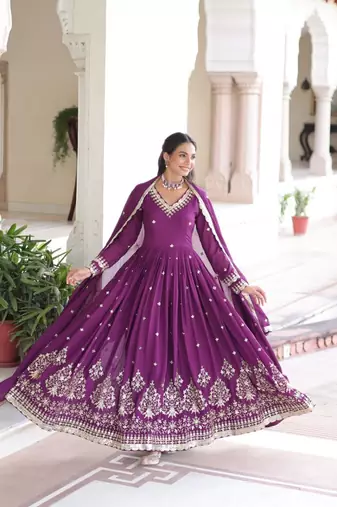 purple sequins embroidered anarkali