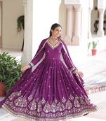 purple sequins embroidered anarkali