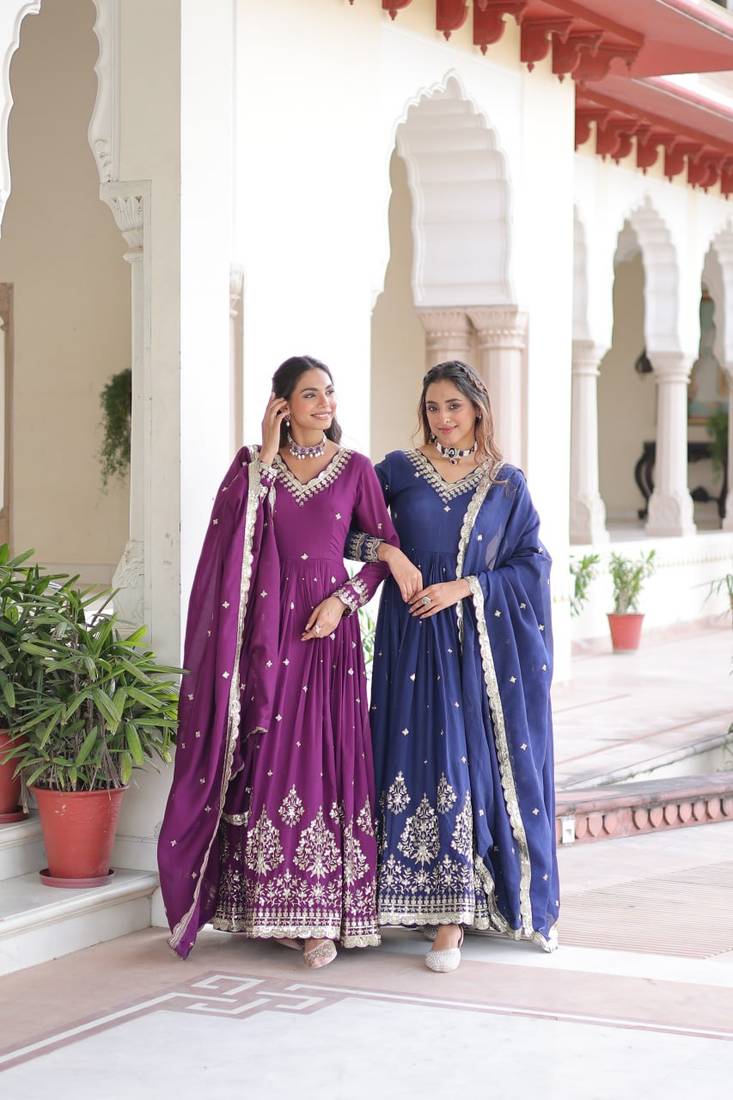 purple sequins embroidered anarkali