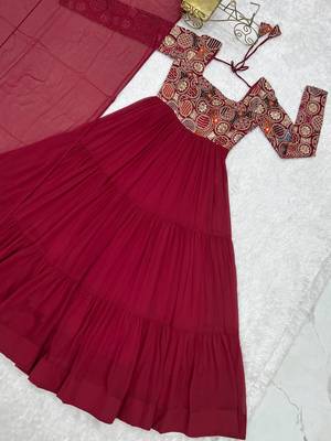 maroon georgette embroidered anarkali 5