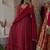 red faux blooming sequins zari embroidered gown with pant and dupatta