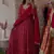 red faux blooming sequins zari embroidered gown with pant and dupatta