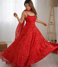 red chiffon anarkali