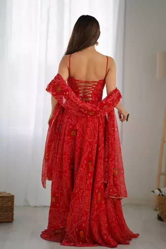 red chiffon anarkali