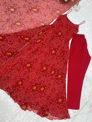 red chiffon anarkali 5