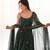 green sequins zari embroidered gown with pant and dupatta