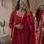 red faux blooming sequins zari embroidered gown with pant and dupatta
