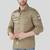 Pier seven men khaki solid graphic print with embroidery regular fit casual cotton shirt