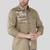 Pier seven men khaki solid graphic print with embroidery regular fit casual cotton shirt
