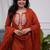 rust chanderi silk kurta pant set with dupatta