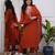 rust chanderi silk kurta pant set with dupatta