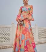 Multicolor georgette digital printed Lehenga Choli