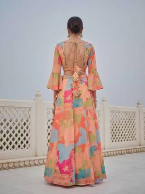 Multicolor georgette digital printed Lehenga Choli 4
