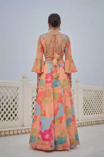 Multicolor georgette digital printed Lehenga Choli