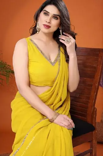 lemon saree look rich georgette  silk blend with beautiful tone