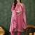 pink rayon embroidered kurta set with organza dupatta
