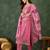 pink rayon embroidered kurta set with organza dupatta