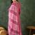 pink rayon embroidered kurta set with organza dupatta