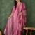 pink rayon embroidered kurta set with organza dupatta