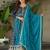 Rama Blue Georgette Zari Embroidered Gown With Dupatta