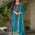 Rama Blue Georgette Zari Embroidered Gown With Dupatta