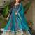 Rama Blue Georgette Zari Embroidered Gown With Dupatta