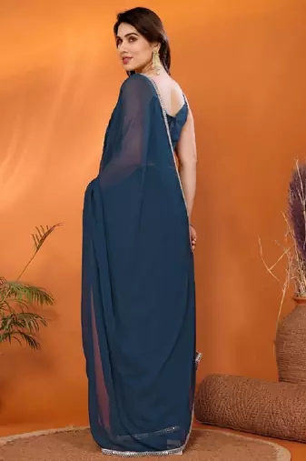 rama saree look rich georgette  silk blend with beautiful tone