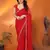 red saree look rich georgette  silk blend with beautiful tone