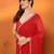 red saree look rich georgette  silk blend with beautiful tone
