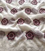 White Color Floral Embroidered Saree