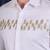 Pier seven men's white designer party wear cotton blend shirt with gold abstract hand embroidery