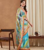 bright mose chiffon half & half bandhej saree with banglori art silk blouse