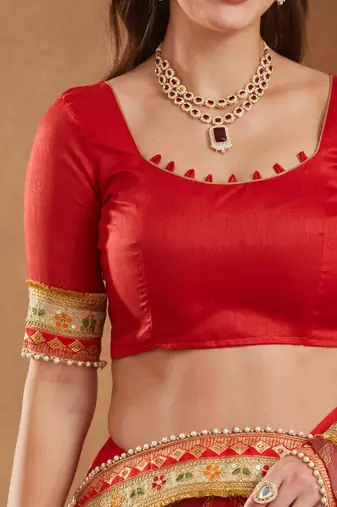 bandhej mose chiffon saree with banglori art silk blouse