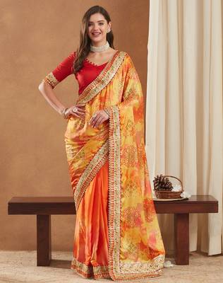 bright mose chiffon half & half bandhej saree with banglori art silk blouse 3