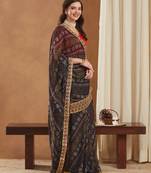 exclusive georgette bandhej foil print saree with banglori art silk blouse