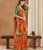 exclusive bandhej georgette saree with sequins & gotapati work blouse