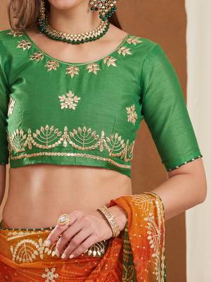 exclusive bandhej georgette saree with sequins & gotapati work blouse 5