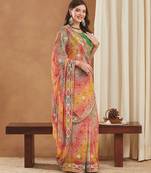 exclusive bandhej georgette saree with sequins & gotapati work blouse