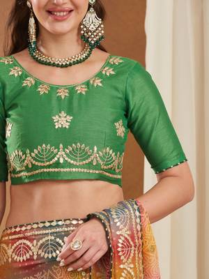 exclusive bandhej georgette saree with sequins & gotapati work blouse 5