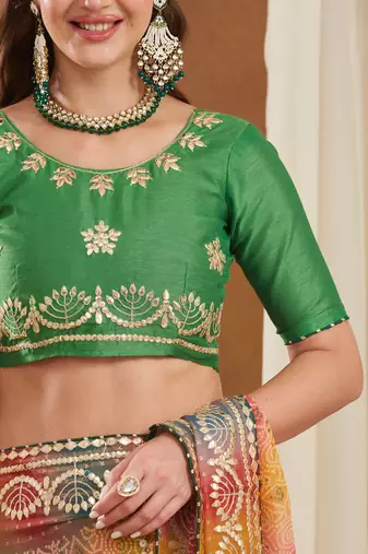 exclusive bandhej georgette saree with sequins & gotapati work blouse