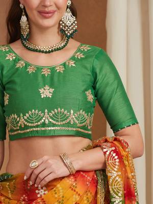 exclusive bandhej georgette saree with sequins & gotapati work blouse 5