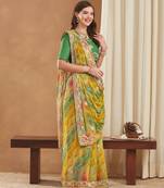 exclusive bandhej georgette saree with sequins & gotapati work blouse