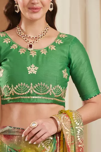 exclusive bandhej georgette saree with sequins & gotapati work blouse