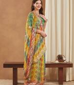 exclusive bandhej georgette saree with sequins & gotapati work blouse