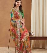 exclusive bandhej georgette saree with sequins & gotapati work blouse