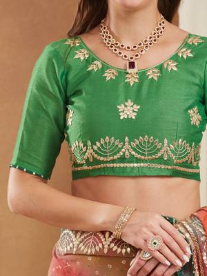 exclusive bandhej georgette saree with sequins & gotapati work blouse 5